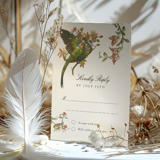 Tropical Parrot Wedding RSVP Card Einladung