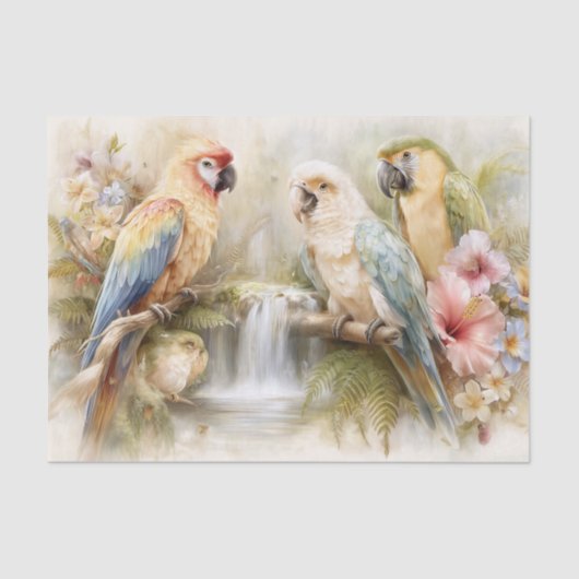 Tropical Parrots Decoupage Seidenpapier (Vorderseite)