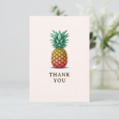 Tropical party retro pineapple dankeskarte (Stehend Vorderseite)