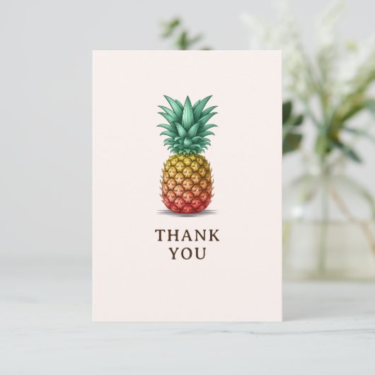 Tropical party retro pineapple dankeskarte (Stehend Vorderseite)