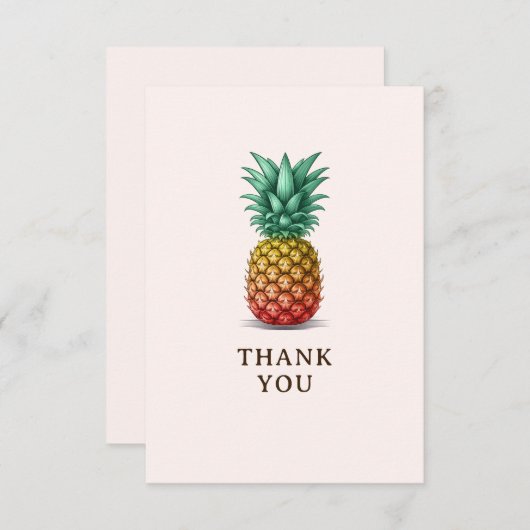Tropical party retro pineapple dankeskarte (Vorne/Hinten)