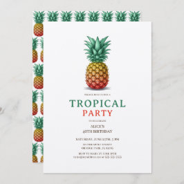 Tropical Party with retro pineapple Invitation Einladung