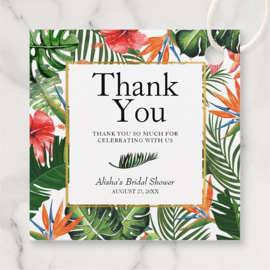 Tropical Pattern Brautparty Vielen Dank Geschenkanhänger (Rückseite)