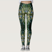 Tropical Pattern Green Boho Chic Leggings (Vorderseite)