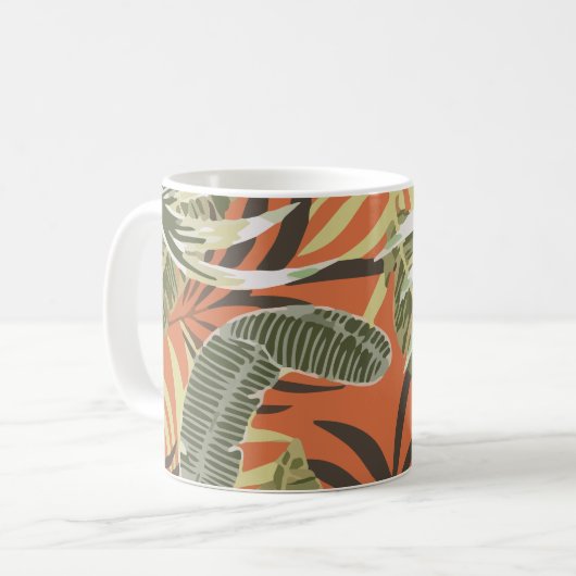 Tropical Pattern With Bright Leaves Jungle Kaffeetasse (Vorderseite Links)