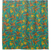 Tropical Pattern with Red and Yellow Leaves Duschvorhang (Vorderseite)
