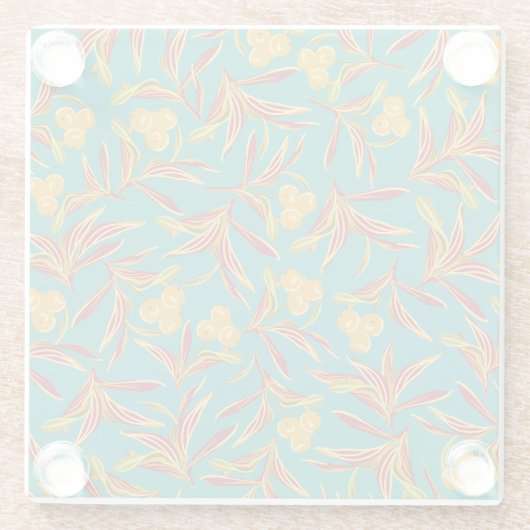 Tropical Pattern with Red and Yellow Leaves Glasuntersetzer (Rückseite)