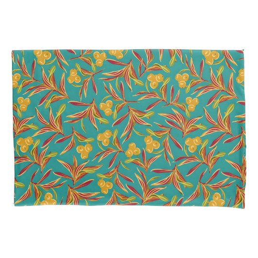 Tropical Pattern with Red and Yellow Leaves Kissenbezug (Vorderseite-Links)