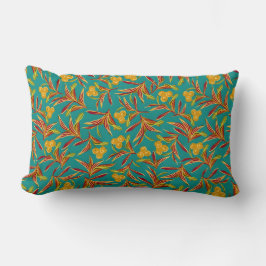 Tropical Pattern with Red and Yellow Leaves Lendenkissen