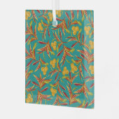 Tropical Pattern with Red and Yellow Leaves Ornament Aus Glas (Vorderseite links)