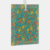 Tropical Pattern with Red and Yellow Leaves Ornament Aus Glas (Vorderseite Rechts)