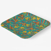 Tropical Pattern with Red and Yellow Leaves Pappteller (Gewinkelt)