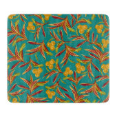 Tropical Pattern with Red and Yellow Leaves Schneidebrett (Vorderseite)