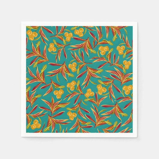 Tropical Pattern with Red and Yellow Leaves Serviette (Vorderseite)