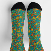 Tropical Pattern with Red and Yellow Leaves Socken (Oben)