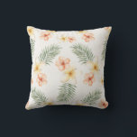 Tropical Peach Cream Hibiscus Flowers  Kissen<br><div class="desc">Tropical Peach Cream Hibiscus Flowers Leaves</div>