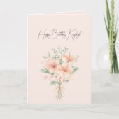 Tropical Peach Hibiscus Flowers Birthday Karte (Vorderseite)