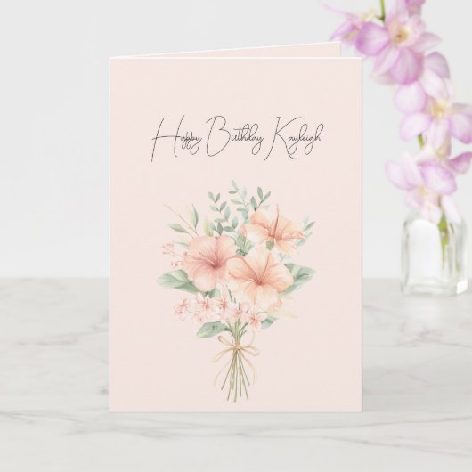 Tropical Peach Hibiscus Flowers Birthday Karte (Orchidee)