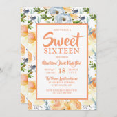 Tropical Peach Summer Spring Sweet 16 Einladung (Vorne/Hinten)