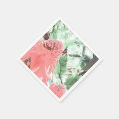 Tropical Peach Wedding Paper Napkin Serviette (Ecke)