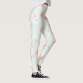 Tropical Peach White Hibiscus Flowers Leggings (Rechts)
