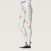 Tropical Peach White Hibiscus Flowers Leggings (Links)