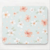 Tropical Peach White Hibiscus Flowers Mousepad (Vorne)