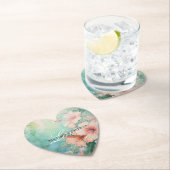 Tropical Peach White Hibiskus Blumenhochzeit Untersetzer (Vor Ort)