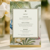 Tropical Peacock Palm 12x18 Wedding Menu Card Menükarte