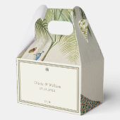 Tropical Peacock Palm Ivory Gold Große Hochzeit Geschenkschachtel (Rückseite)