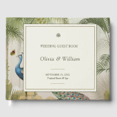 Tropical Peacock Palm Wedding Guest Book Gästebuch (Vorderseite)