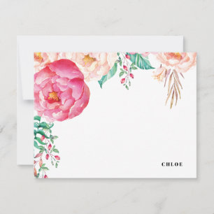 Tropical Peony Garden Personalisierte Stationier Mitteilungskarte