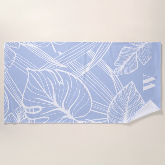 Tropical Periwinkle Modern Monogram Strandtuch (Vorderseite)