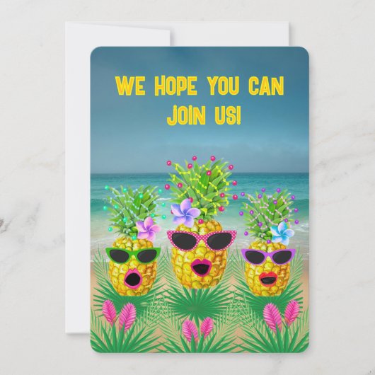 Tropical Personalized Singing Lady Pineapples  Einladung (Vorderseite)