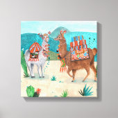 Tropical Peru Llamas Illustration | LEINWAND (Vorderseite)