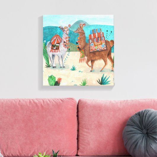 Tropical Peru Llamas Illustration | LEINWAND (Insitu (Wohnzimmer))