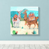 Tropical Peru Llamas Illustration | LEINWAND (Insitu (Holzboden))