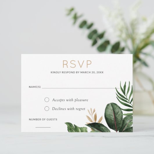 Tropical Philodendron Palm Verlass UAWG Respond Ca Einladung (Stehend Vorderseite)