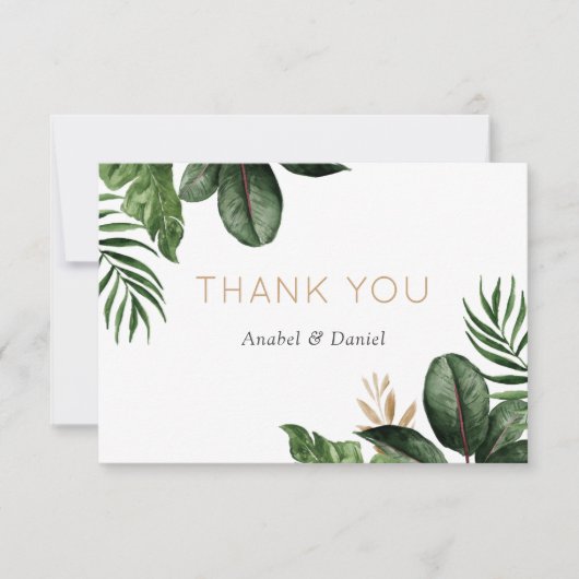 Tropical Philodendron Palm Wedding Dankeschön Card Dankeskarte (Vorderseite)