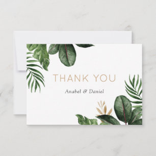 Tropical Philodendron Palm Wedding Dankeschön Card Dankeskarte