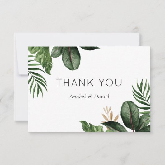 Tropical Philodendron Palm Wedding Dankeschön Card Dankeskarte (Vorderseite)