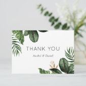 Tropical Philodendron Palm Wedding Dankeschön Card Dankeskarte (Stehend Vorderseite)