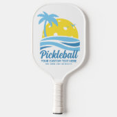 Tropical Pickleball Sun Palm Trees Add Custom Text Schläger (Rückseite)
