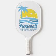 Tropical Pickleball Sun Palm Trees Add Custom Text