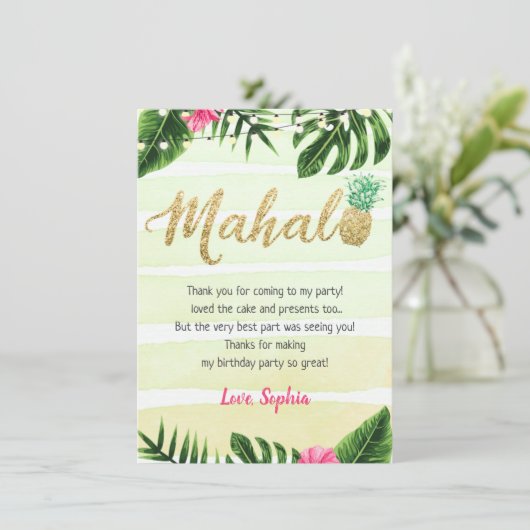Tropical Pineaple Mahalo Danke Karte (Stehend Vorderseite)