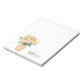 Tropical Pineapple Blush Yellow Floral Notizblock (Rotiert)