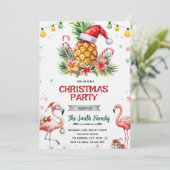 Tropical Pineapple Christmas Invitation Einladung (Stehend Vorderseite)