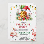 Tropical Pineapple Christmas Invitation Einladung (Vorne/Hinten)