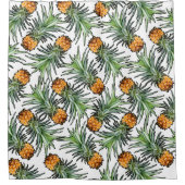 Tropical Pineapple Pattern on White Duschvorhang (Vorderseite)