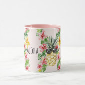 Tropical Pineapple Sunglasses Flowers Tasse (Zentrum)